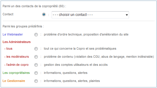 messagerie instantanée : choix des destinataires